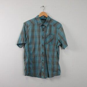 Arcteryx Men's Peakline Plaid Shirt Blue Grey Button Hiking Outdoor Casual 154